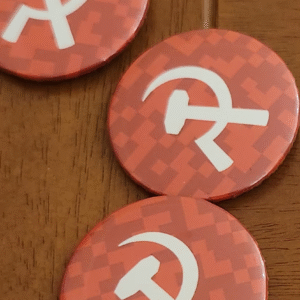 Botton foice e martelo pixelado